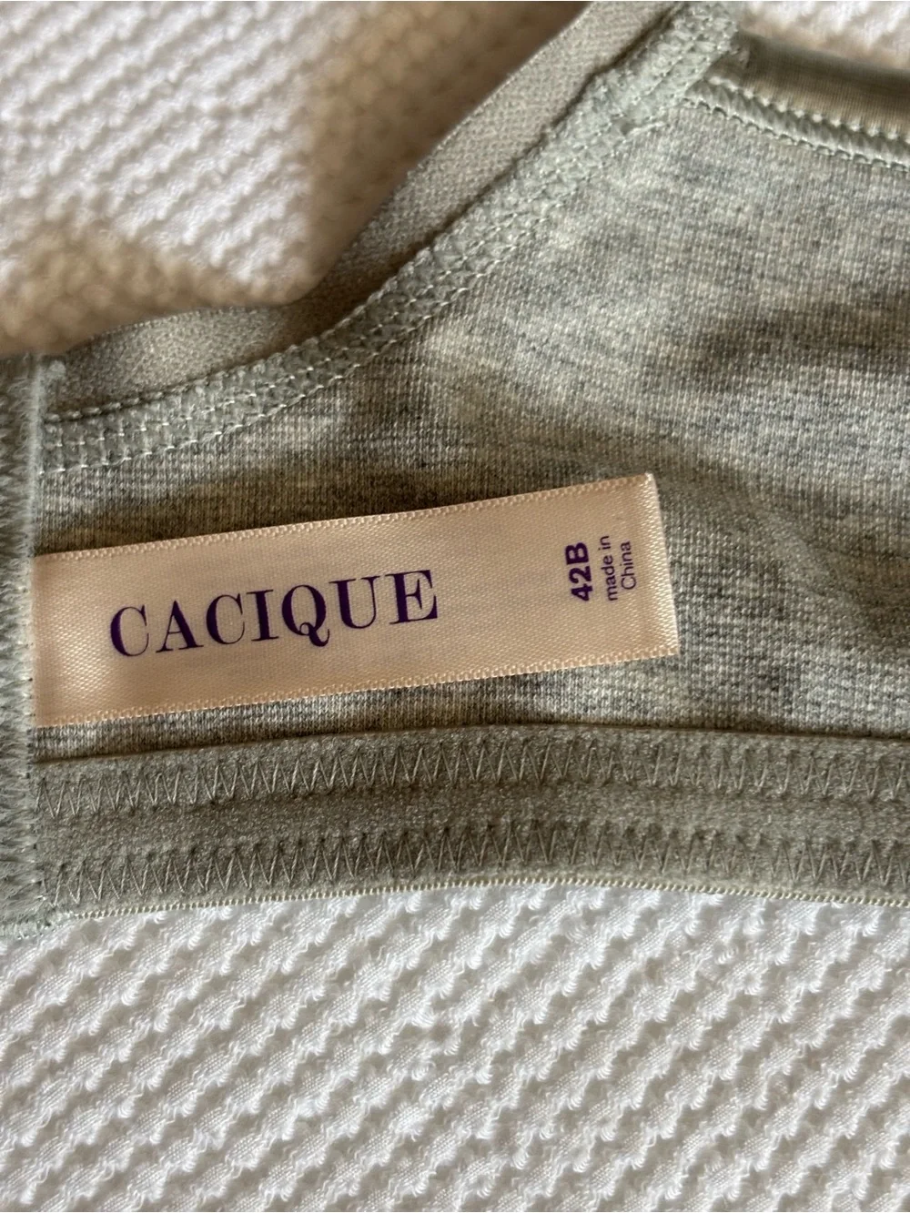 Cacique Gray Bra with Black Lace Trim